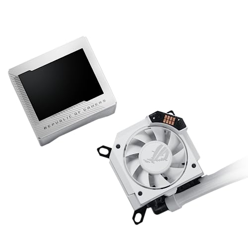 ASUS ROG Ryujin III 360 ARGB WHT All-in-one Liquid CPU Cooler with 360mm Radiator. Asetek 8th gen Pump, 3X Magnetic 120mm ARGB Fans (Daisy Chain Design), 3.5” LCD Display, White