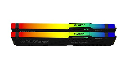 Kingston Technology Fury Beast RGB 64GB 5600MT/s DDR5 CL40 DIMM Desktop Memory (Kit of 2) | Intel XMP 3.0 | Infrared Sync Technology | Overclocking Stability | KF556C40BBAK2-64