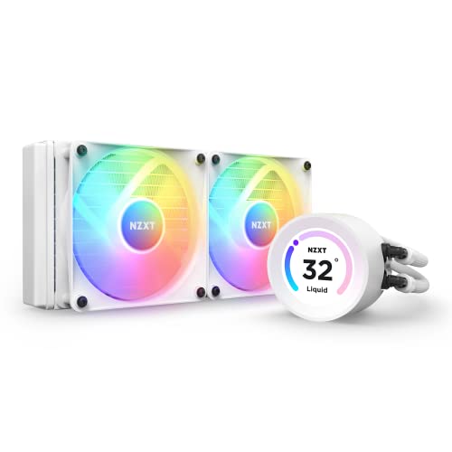 NZXT Kraken Elite 240 RGB - RL-KR24E-W1-240mm AIO CPU Liquid Cooler - Customizable 2.36" LCD Display for Images, Performance Metrics and More - High-Performance Pump - 2 x F120 RGB Core Fans - White