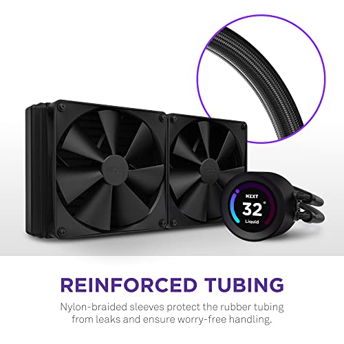 NZXT Kraken Elite 280 - RL-KN28E-B1- 280mm AIO CPU Liquid Cooler - Customizable 2.36" LCD Display for Images, Performance Metrics and More - High-Performance Pump - 2 x F140P Fans - Black