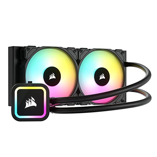 Corsair H100x RGB Elite Liquid CPU Cooler For Desktop - 32 Dynamic LEDs SP120 Series PWM Fans with AirGuide Technology Intel® LGA 1700, 1200, 115X, 2066, AMD® AM5/AM4 Sockets Black