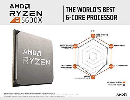 AMD Ryzen 5 5600X 6-core, 12-Thread Unlocked Desktop Processor with Wraith Stealth Cooler