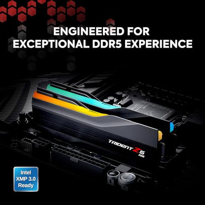 G.SKILL Trident Z5 RGB Series (Intel XMP 3.0) DDR5 RAM 96GB (2x48GB) 6400MT/s CL32-39-39-102 1.35V Desktop Computer Memory UDIMM - Matte Black (F5-6400J3239F48GX2-TZ5RK)