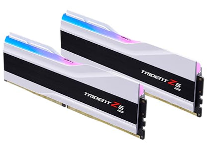 G.SKILL Trident Z5 RGB Series (Intel XMP 3.0) DDR5 RAM 32GB (2x16GB) 6400MT/s CL32-39-39-102 1.40V Desktop Computer Memory UDIMM - Matte White (F5-6400J3239G16GX2-TZ5RW)