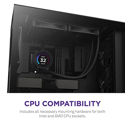 NZXT Kraken Elite 280 - RL-KN28E-B1- 280mm AIO CPU Liquid Cooler - Customizable 2.36" LCD Display for Images, Performance Metrics and More - High-Performance Pump - 2 x F140P Fans - Black