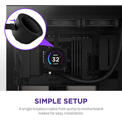 NZXT Kraken Elite 280 - RL-KN28E-B1- 280mm AIO CPU Liquid Cooler - Customizable 2.36" LCD Display for Images, Performance Metrics and More - High-Performance Pump - 2 x F140P Fans - Black