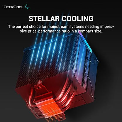 DeepCool AK620 Digital CPU Air Cooler Mighty 260w TDP 6 Copper Heatpipes Dual-Tower CPU Cooler with Status Display Screen and ARGB LED Strips 120mm FDB Fan for LGA 1700/1200/1151/1150/1155/AM5/AM4