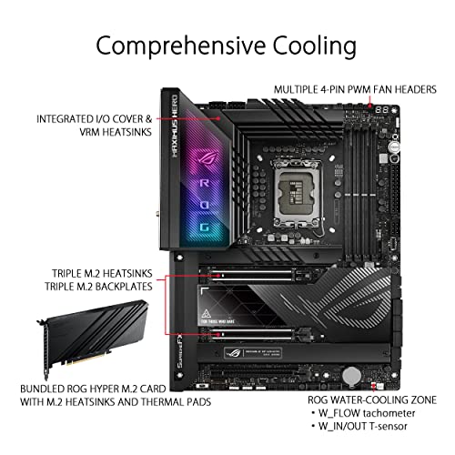 ASUS ROG Maximus Z790 Hero (WiFi 6E) LGA 1700(Intel®13th&12th Gen) ATX Gaming Motherboard(PCIe 5.0,DDR5,20+1power Stages,2.5Gb LAN, Bluetooth V5.2,2X Thunderbolt 4 Ports,5xM.2, Thunderbolt™ 4/USB4)