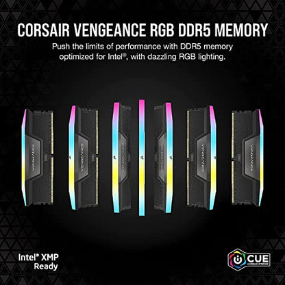 CORSAIR VENGEANCE RGB DDR5 RAM 64GB (2x32GB) 6400MHz CL32 Intel XMP iCUE Compatible Computer Memory - Black (CMH64GX5M2B6400C32)