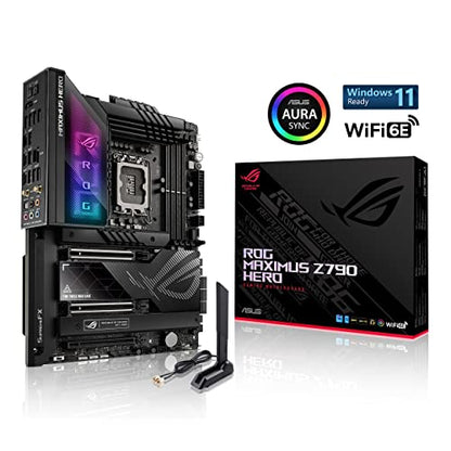 ASUS ROG Maximus Z790 Hero (WiFi 6E) LGA 1700(Intel®13th&12th Gen) ATX Gaming Motherboard(PCIe 5.0,DDR5,20+1power Stages,2.5Gb LAN, Bluetooth V5.2,2X Thunderbolt 4 Ports,5xM.2, Thunderbolt™ 4/USB4)