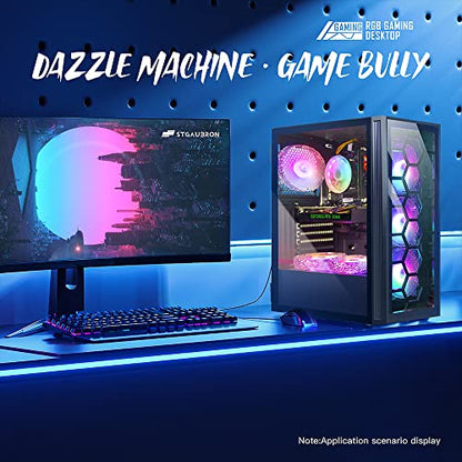 STGAubron Gaming Desktop PC,Intel Core I7 3.4 GHz up to 3.9 GHz,GeForce RTX 2060 6G GDDR6,16G RAM,512G SSD,WiFi,BT 5.0,RGB Fanx6,RGB Keyboard&Mouse,RGB Mouse Pad,RGB BT Sound Bar,W10H64