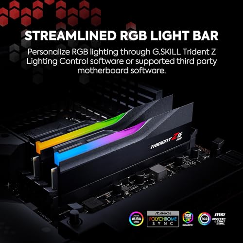 G.SKILL Trident Z5 RGB Series (Intel XMP 3.0) DDR5 RAM 96GB (2x48GB) 6400MT/s CL32-39-39-102 1.35V Desktop Computer Memory UDIMM - Matte Black (F5-6400J3239F48GX2-TZ5RK)