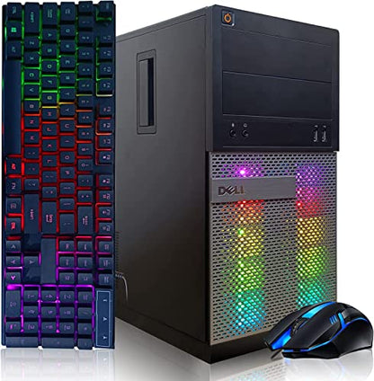 Dell RGB Gaming Desktop PC, Intel Quad I5 up to 3.6GHz, GeForce GTX 1650 4G GDDR5, 16GB RAM, 128G SSD + 2TB, DVD, WiFi & Bluetooth, RGB Keyboard & Mouse, Win 10 Pro (Renewed)