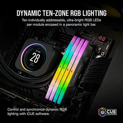 CORSAIR VENGEANCE RGB DDR5 RAM 64GB (2x32GB) 6400MHz CL32 Intel XMP iCUE Compatible Computer Memory - Black (CMH64GX5M2B6400C32)