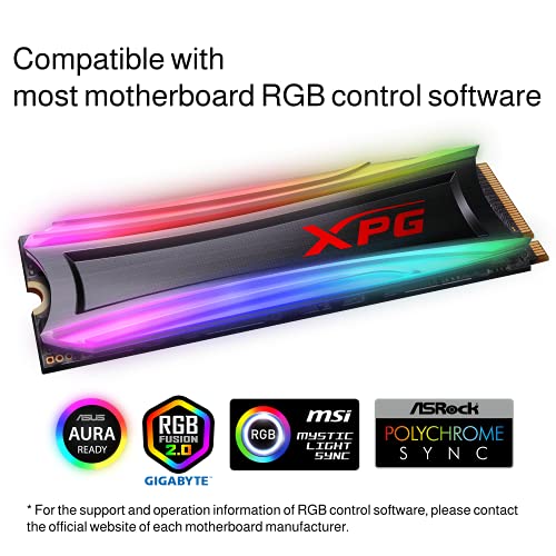 XPG S40G 2TB RGB 3D NAND PCIe Gen3x4 NVMe 1.3 M.2 2280 Internal SSD (AS40G-2TT-C)