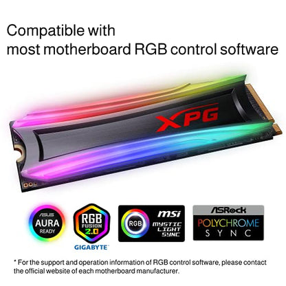 XPG S40G 2TB RGB 3D NAND PCIe Gen3x4 NVMe 1.3 M.2 2280 Internal SSD (AS40G-2TT-C)