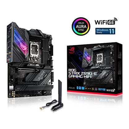 ASUS ROG Strix Z690-E Gaming WiFi 6E LGA 1700(Intel 12th Gen)ATX gaming motherboard(PCIe 5.0,DDR5,2.5 Gb LAN,Thunderbolt 4,5xM.2,1xPCIe 5.0 M.2,ROG Hyper M.2 Card,Front panel USB 3.2 Gen 2x2 Type-C)