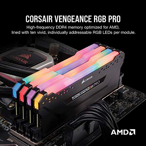 Corsair Vengeance RGB Pro 32GB (2x16GB) DDR4 3600 (PC4-28800) C18 AMD Optimized Memory – Black