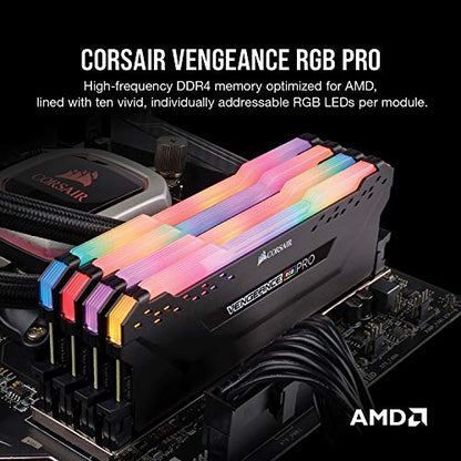 Corsair Vengeance RGB Pro 32GB (2x16GB) DDR4 3600 (PC4-28800) C18 AMD Optimized Memory – Black